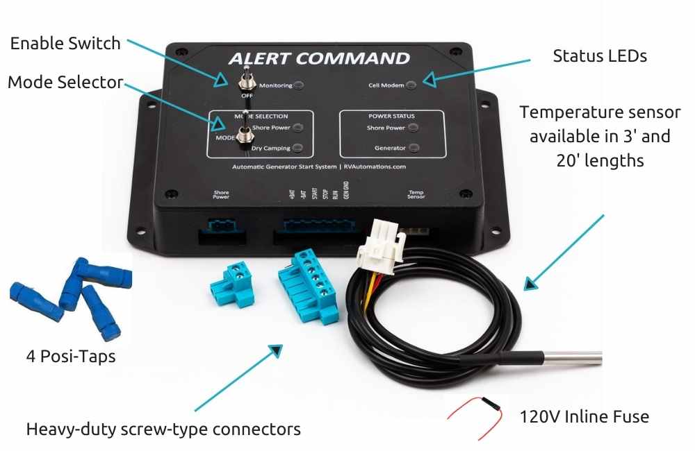 RV Automations Command Auto Generator Start & Temperature Monitoring System  With Text Alerts